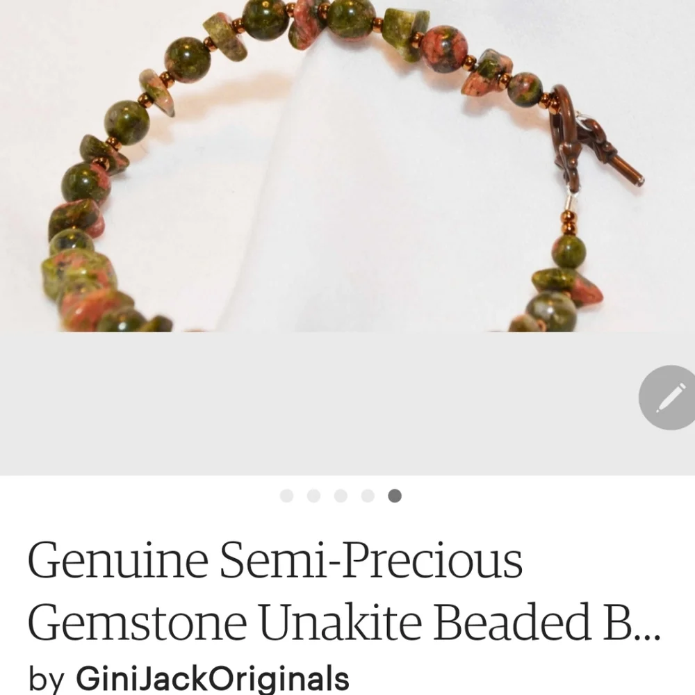 Beautiful Handmade Unikite Beaded Bracelet - Picture 6 of 7